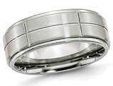 Men's Chisel 8mm Satin Stainless Steel Comfort Fit Grooved Brushed Wedding Band Ring